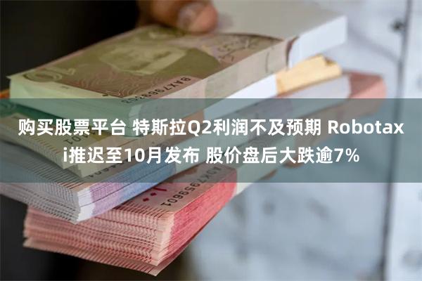 购买股票平台 特斯拉Q2利润不及预期 Robotaxi推迟至10月发布 股价盘后大跌逾7%