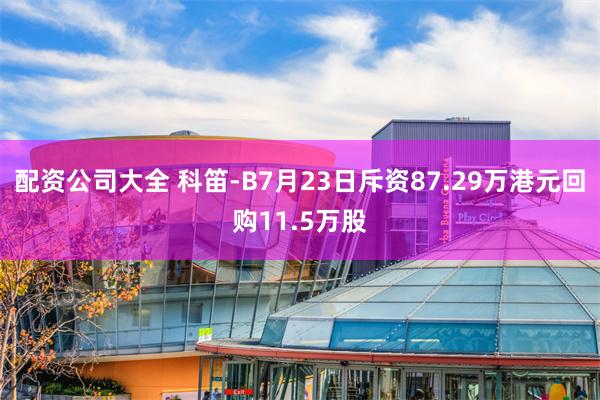 配资公司大全 科笛-B7月23日斥资87.29万港元回购11.5万股