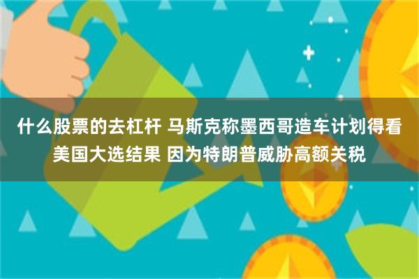 什么股票的去杠杆 马斯克称墨西哥造车计划得看美国大选结果 因为特朗普威胁高额关税