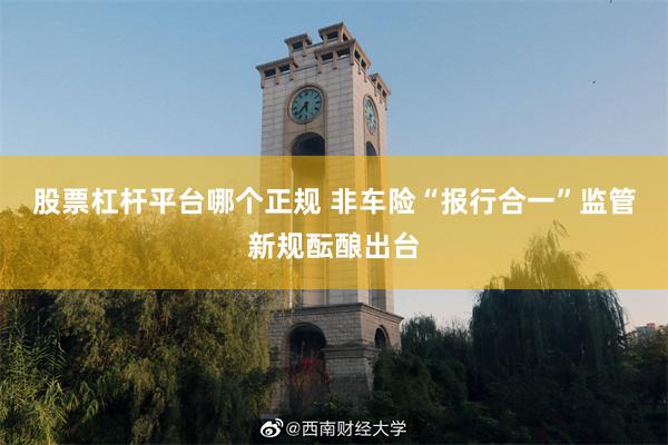 股票杠杆平台哪个正规 非车险“报行合一”监管新规酝酿出台